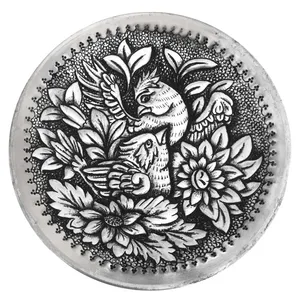 بشقاب قلمزنی طرح گل و مرغ کد 0222