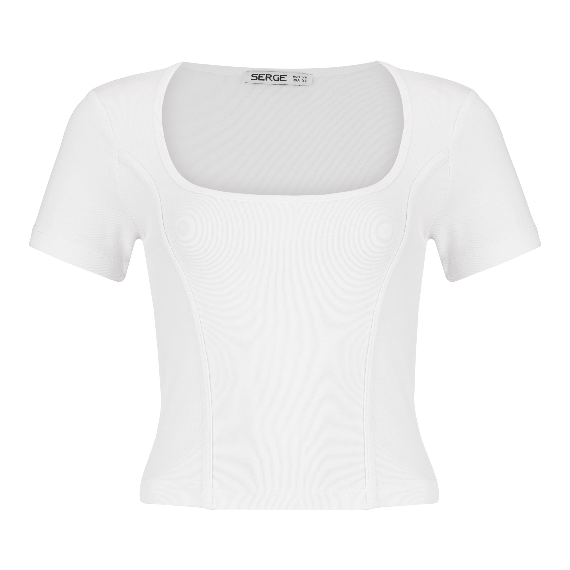 تی شرت آستین کوتاه زنانه سرژه مدل 203381 یقه خشتی رنگ سفید
