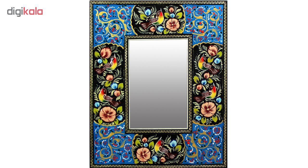 آینه خاتم کاری دست نگار طرح گل و مرغ کد 04-20