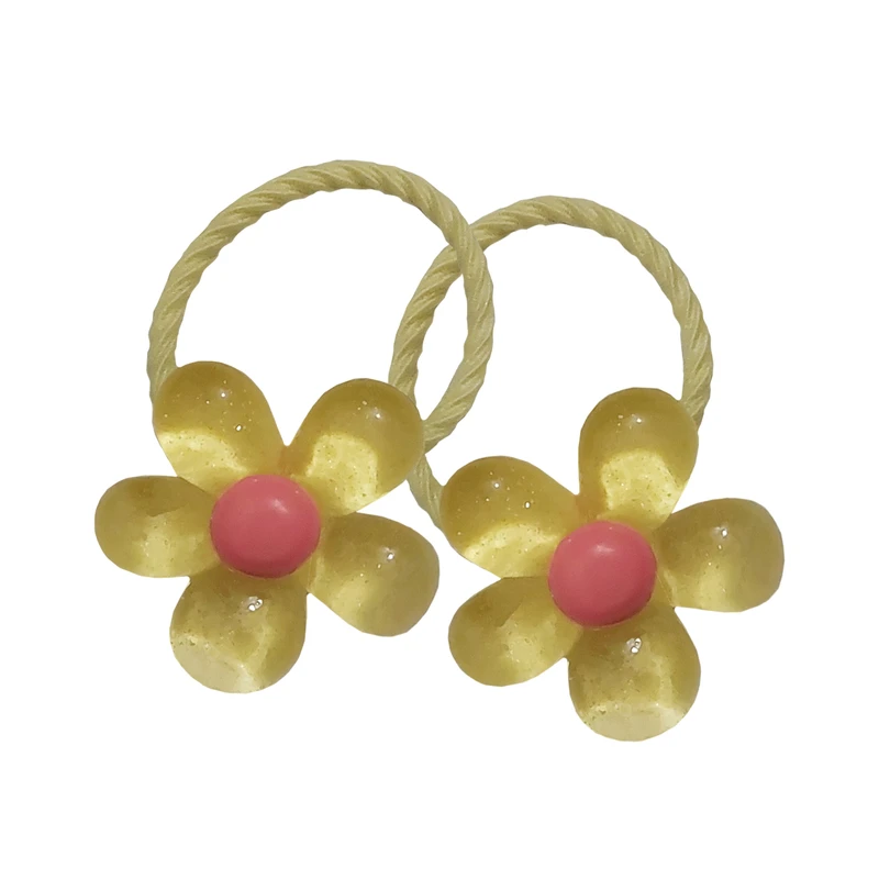 کش مو دخترانه طرح گل شیشه ای کد 170150 بسته دو عددی