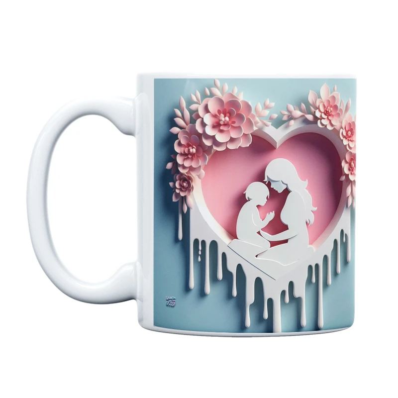 ماگ حس آمیزی طرح قلبی مدل مادر و کودک کد 2