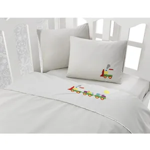 سرویس خواب 4 تکه کودک کاتن باکس  مدل  Train Beige