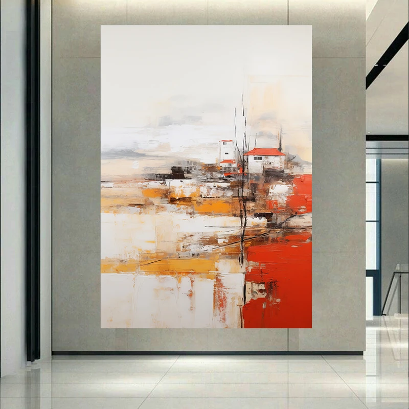 پوستر دیواری طرح انتزاعی نقاشی مدل خانه کد AR305665