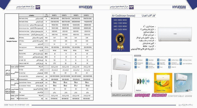 کولر گازی هیوندای اینورتر مدل 0930 Winv