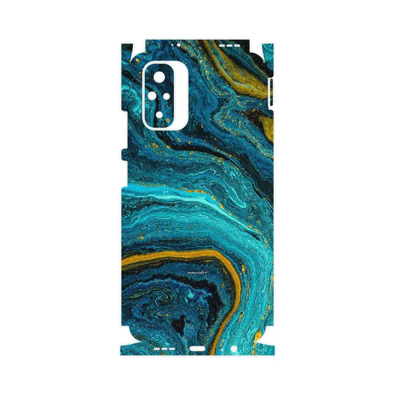 برچسب پوششی ماهوت مدل Turquoise marblewith golden streaks-FullSkin مناسب برای گوشی موبایل شیائومی Redmi Note 10