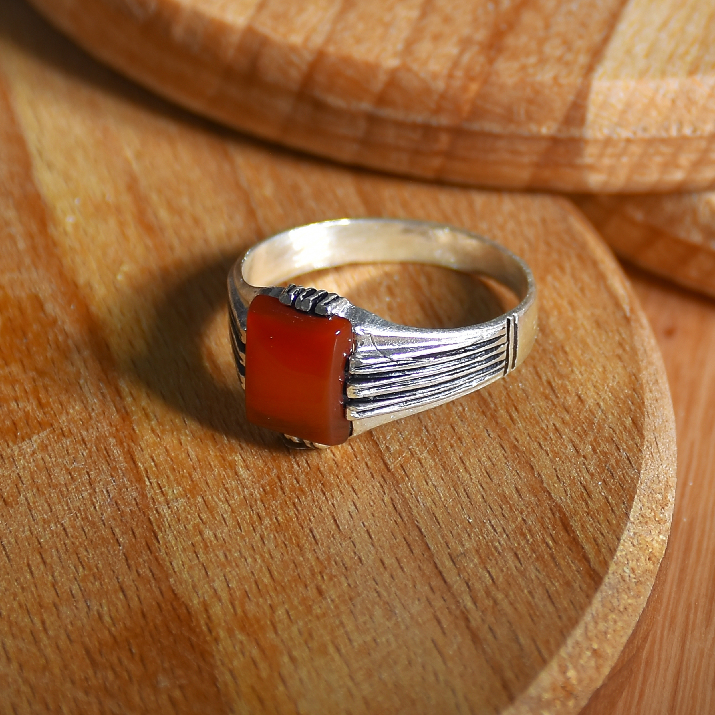 انگشتر نقره مردانه نقره جات لطفی مدل عقیق کد ANMS019E01