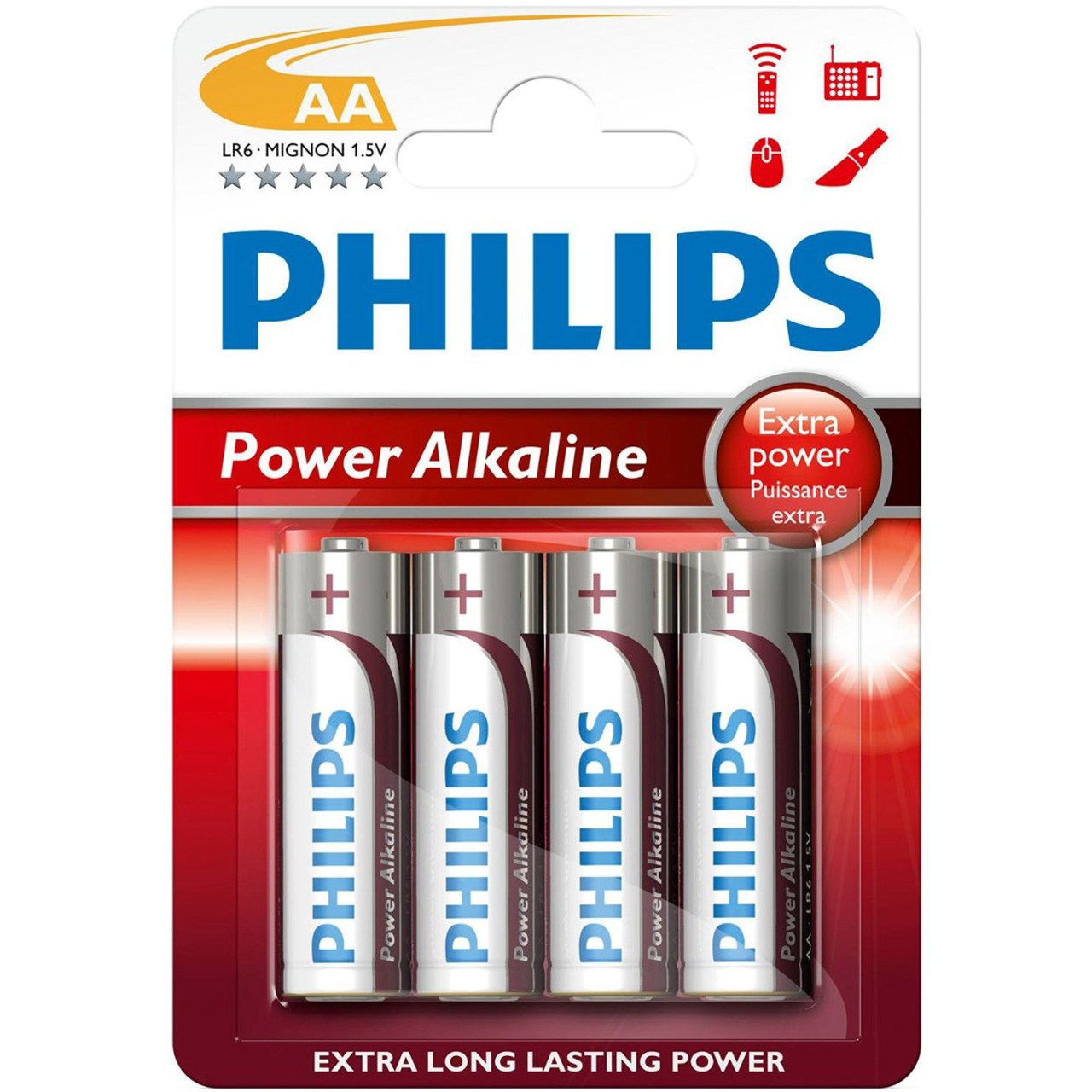 باتری قلمی فیلیپس مدل Power Alkaline بسته 4 عددی