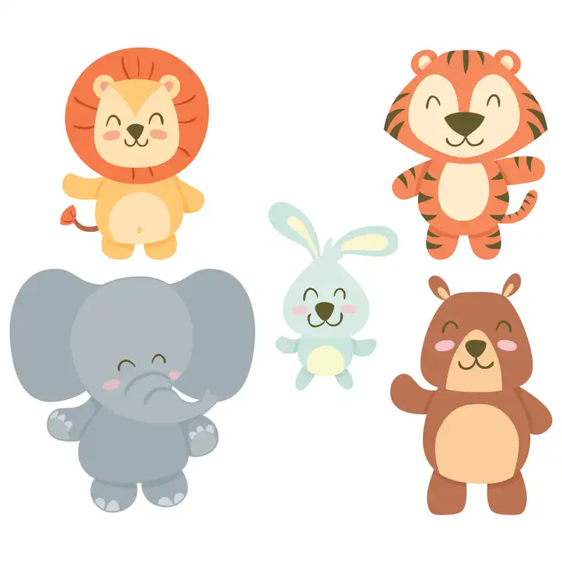 استیکر کلید و پریز طرح حیوانات مهربان مجموعه 5 عددی