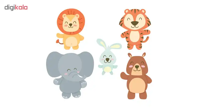 استیکر کلید و پریز طرح حیوانات مهربان مجموعه 5 عددی