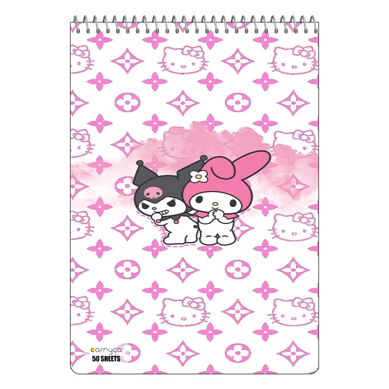 دفتر نقاشی 50 برگ سیمی کارنیکا طرح مای ملودی و کورومی My Melody & Kuromi کد 92553