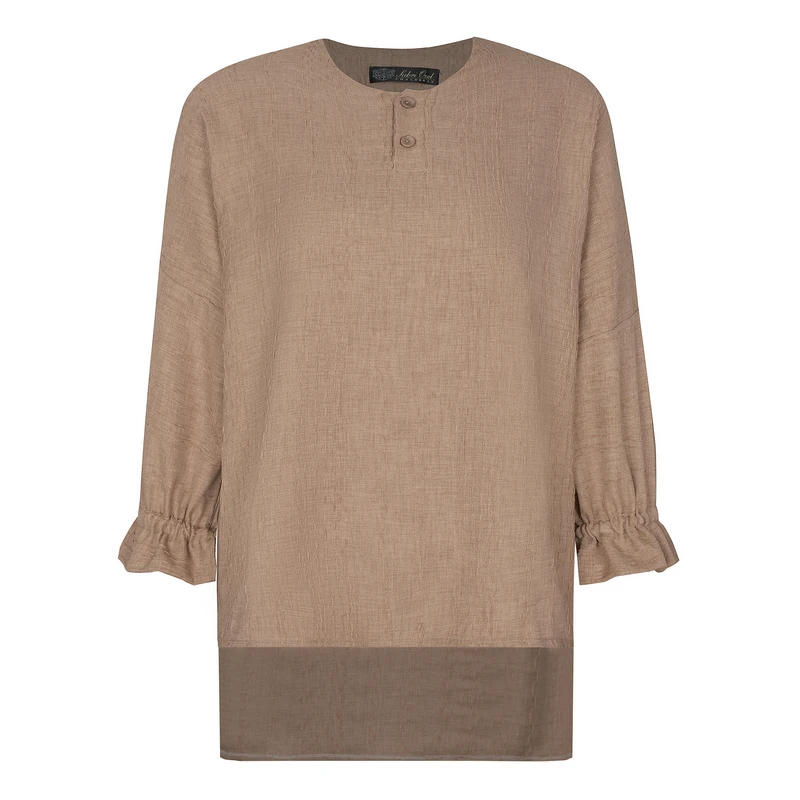 بلوز آستین سه ربع یقه دکمه دار زنانه مدل سوفیا کوک دوزی شده کد 8665