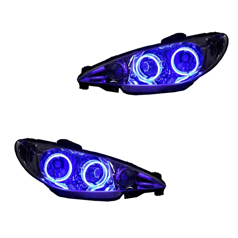 چراغ جلو خودرو گروه پژوهش صنعت مدرن مدل 3D-Purple مناسب برای پژو 206 بسته دو عددی