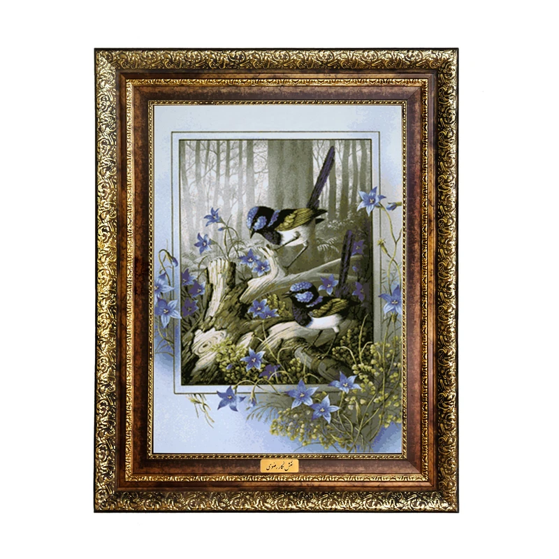 تابلو فرش ماشینی نقش نگار رضوی طرح پرنده کد 1061H