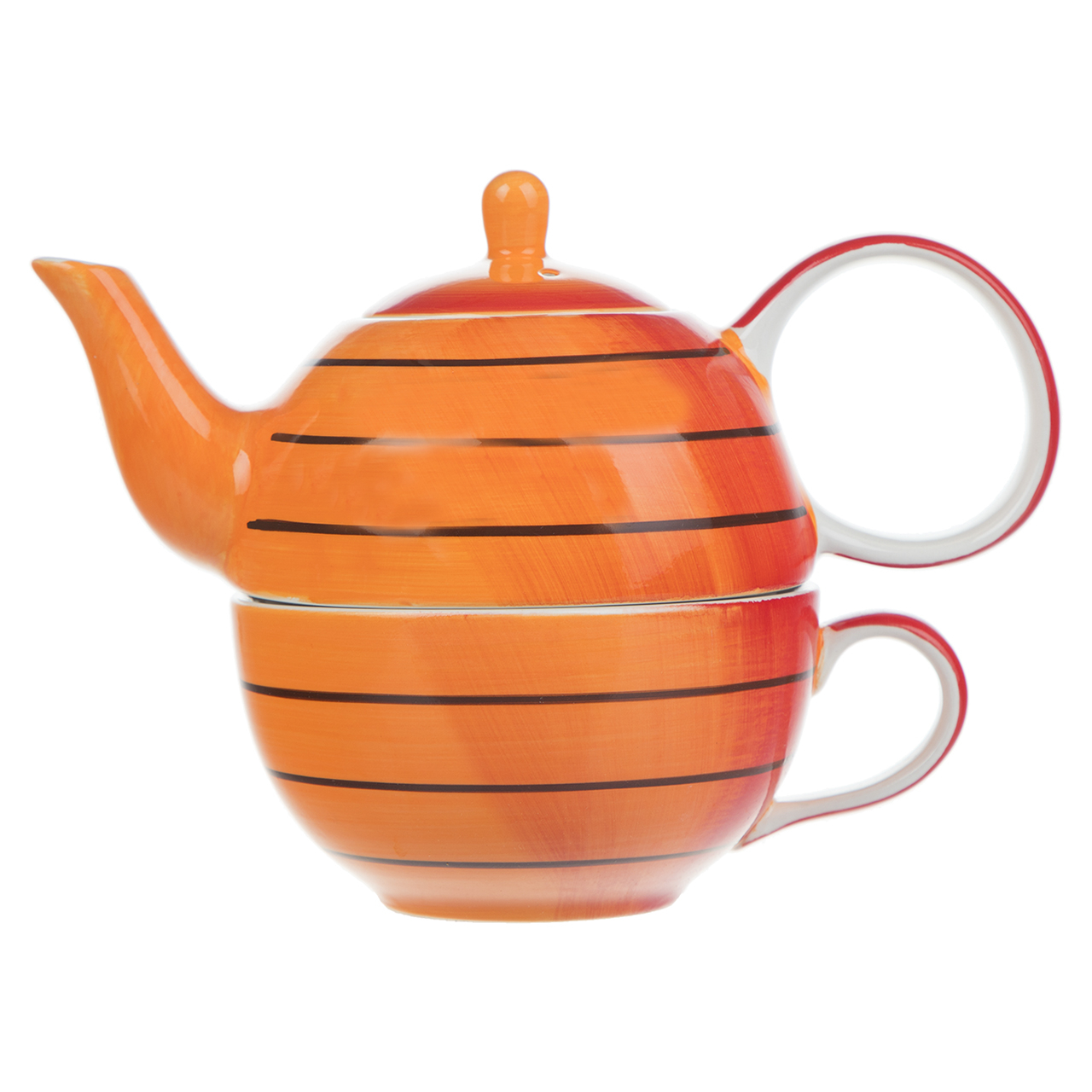 سِت قوری و فنجان سرامیکی تایلندی مدل Orange Gity سِت قوری و فنجان سرامیکی تایلندی مدل Orange Gity