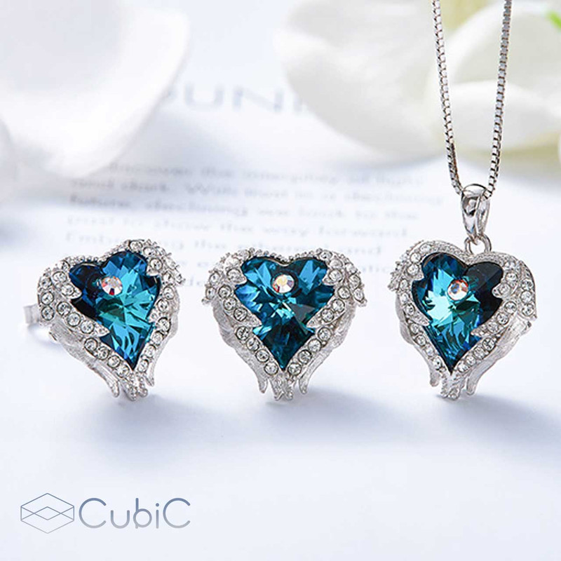 نیم ست نقره زنانه کوبیک مدل QP-4014-B