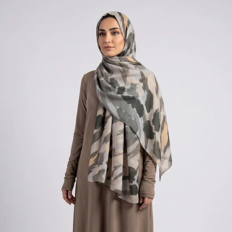 شال زنانه مدل نخی طرح پلنگی کد ana-1418