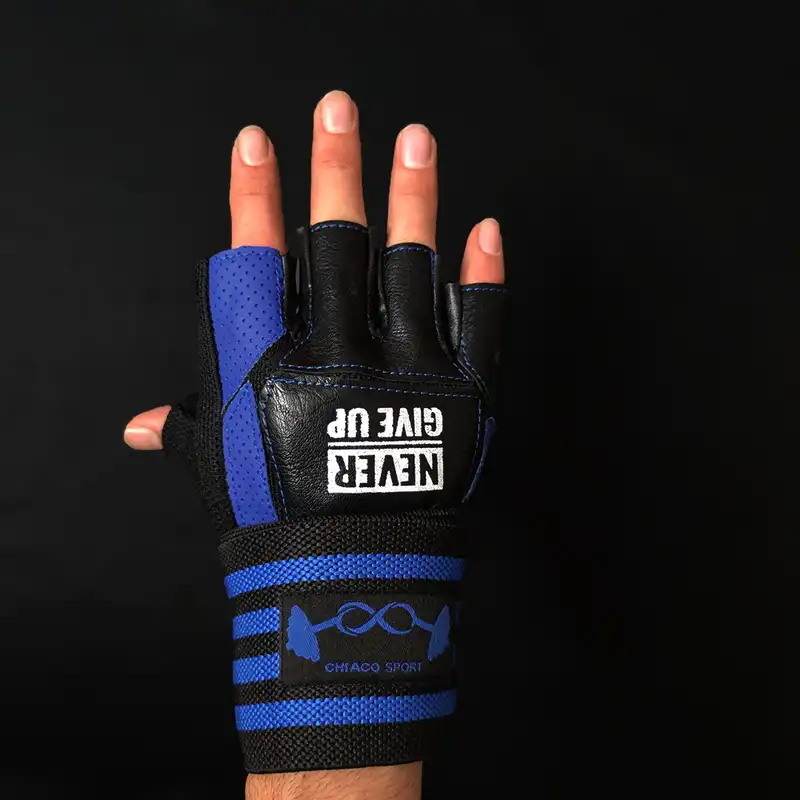 دستکش بدنسازی چیاکو مدل NEVER GIVEUP مچ بند دار