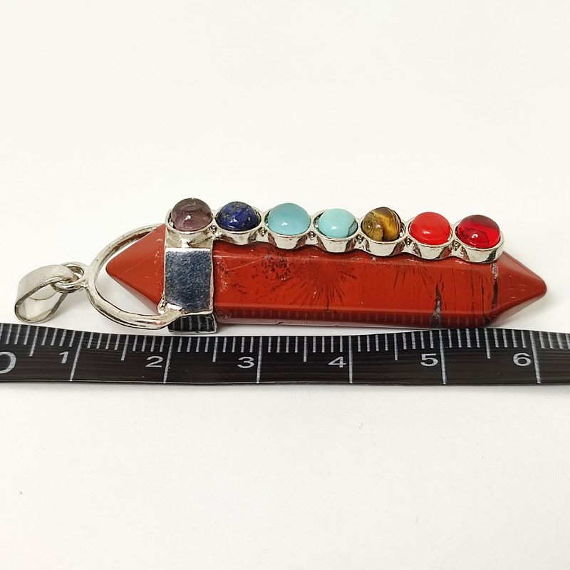 آویز گردنبند زنانه مدل هفت چاکرا سنگ جاسپر 777