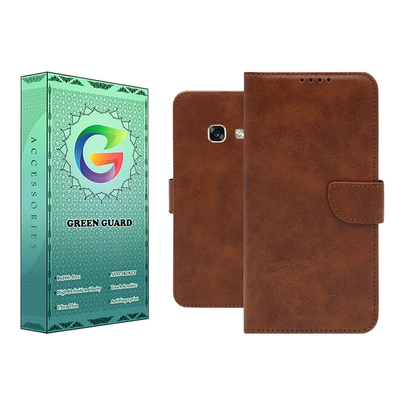 کیف کلاسوری گرین گارد مدل چرمی مگنتی کد Brown-GB01 مناسب برای گوشی موبایل سامسونگ Galaxy A7 2017