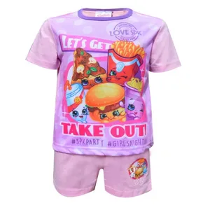 ست تی شرت و شلوارک دخترانه مدل کارتون Shopkins