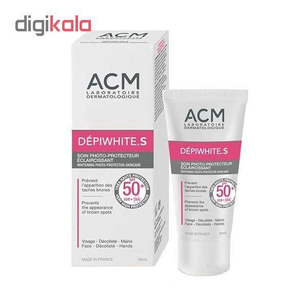 کرم ضد آفتاب ای سی ام مدل 50 دپی وایت S حجم 50 میلی لیتر