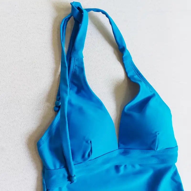 مایو زنانه مدل گردنی رنگ آبی