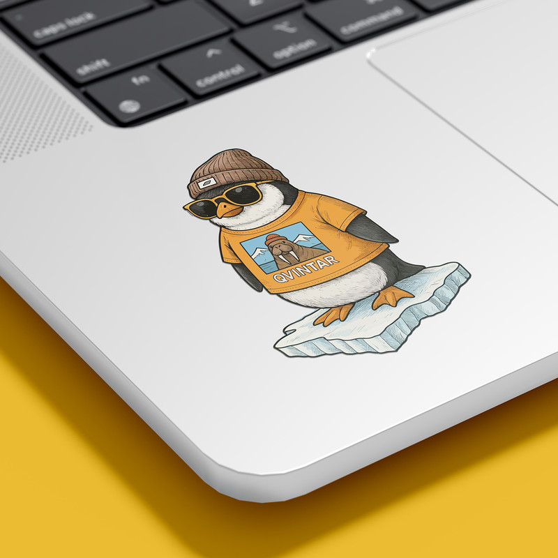 برچسب لپ تاپ پویا مارکت طرح پنگو خوشتیپ کد 3950