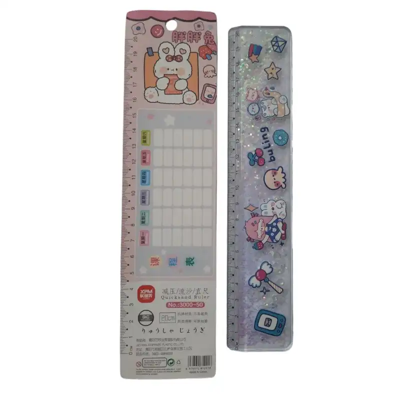 خط کش 20 سانتی متری مدل آکواریومی طرح دختر و خرگوش  کد 02