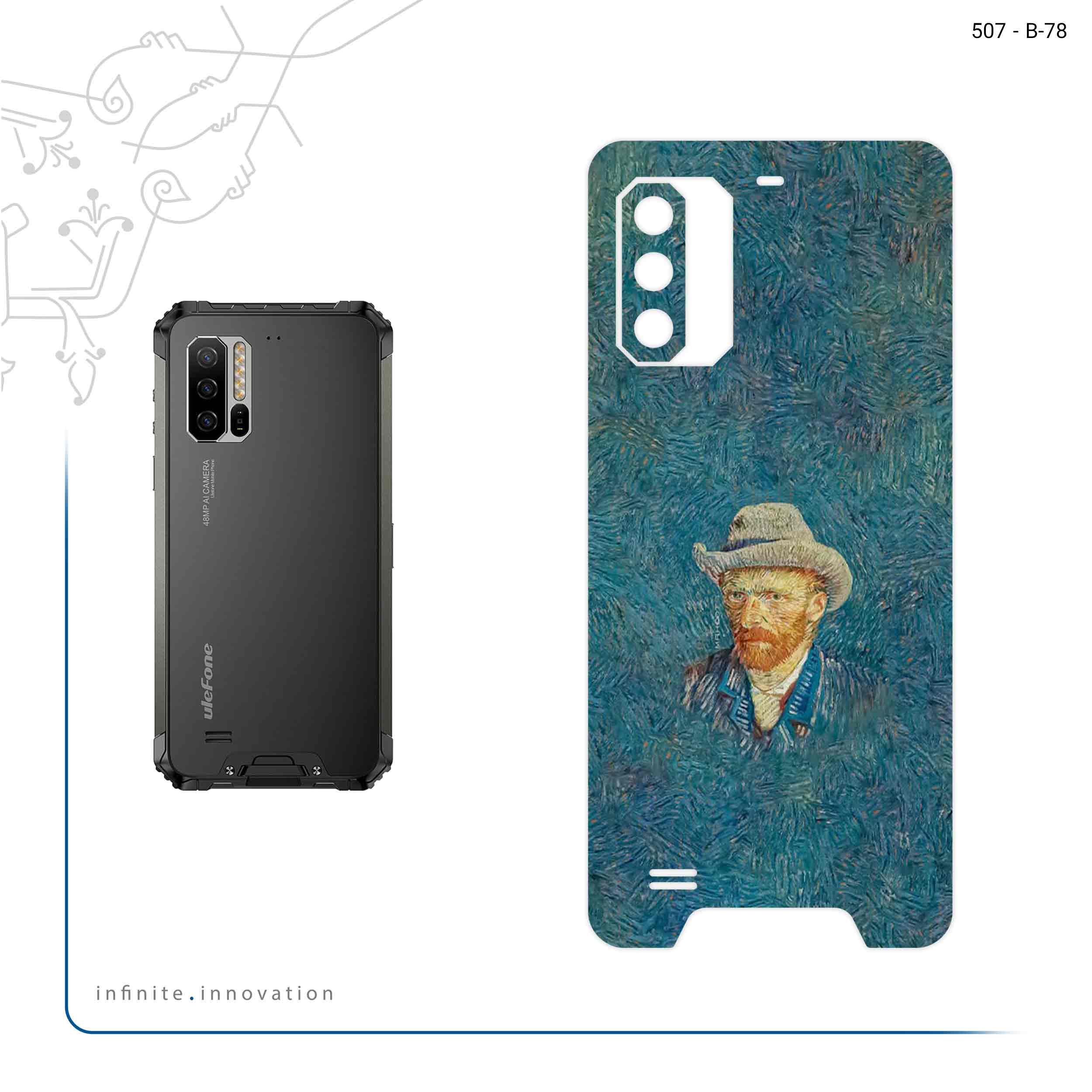 برچسب پوششی ماهوت مدل Self portrait with a gray felt hat مناسب برای گوشی موبایل یولفون Armor 7
