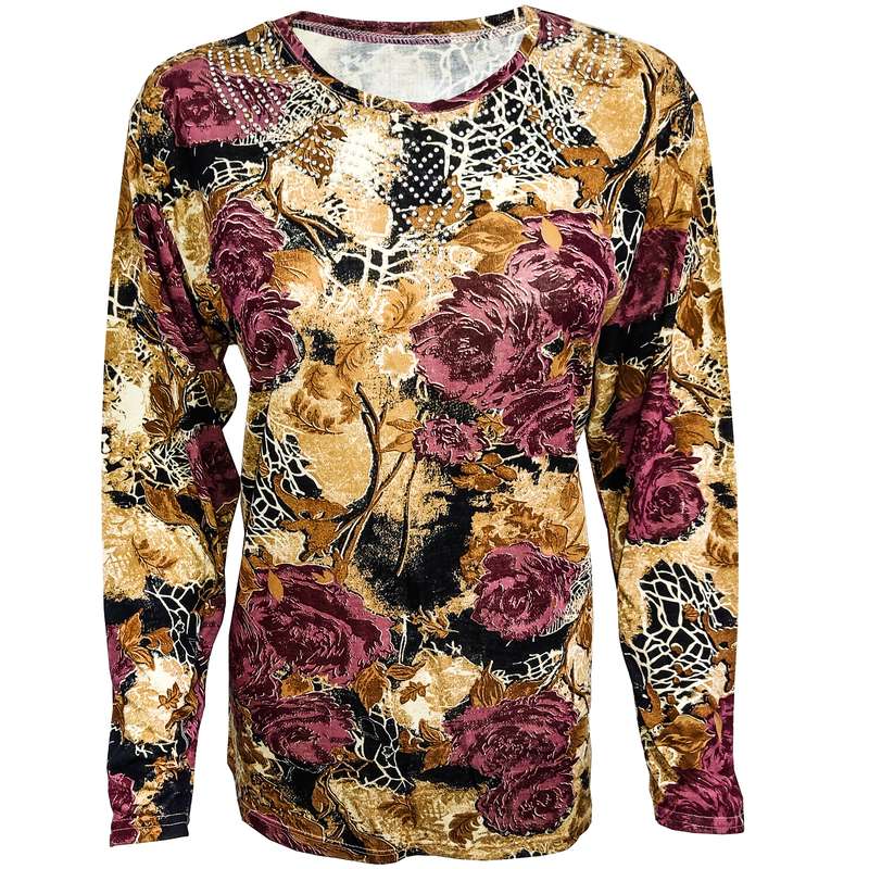 بلوز زنانه مدل گل رز کد 9128