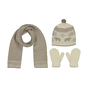  ست کلاه و شال گردن و دستکش بافتنی نوزادی فیورلا کد 3703