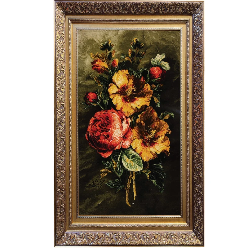 تابلو فرش دستبافت طرح دسته گل مدل RAR101