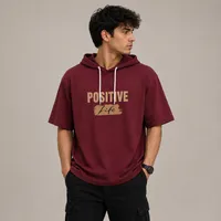 تی شرت مردانه کلاه‌دار پنبه‌ای طرح حروف مدل positive