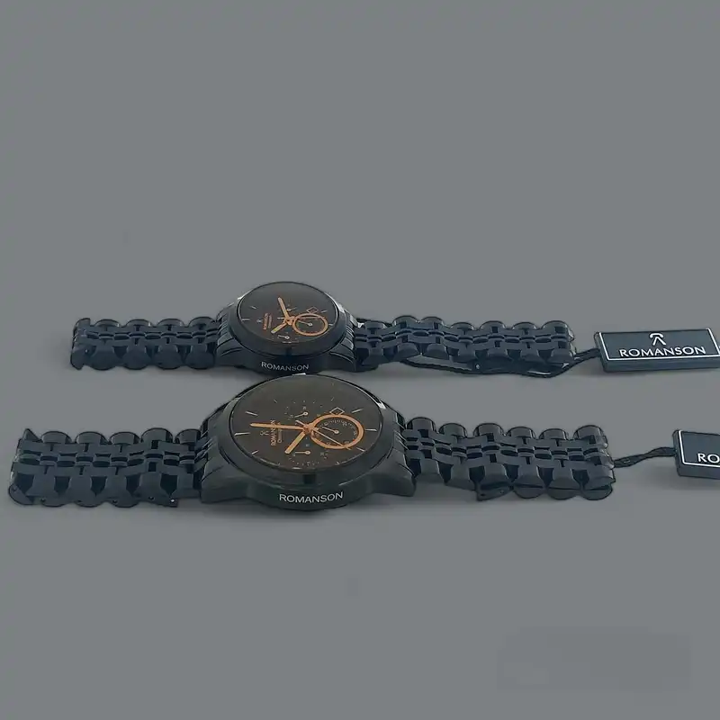 ست ساعت مچی عقربه ای زنانه و مردانه رومانسون مدل سه موتور فعال کرنوگراف کد B2097RG