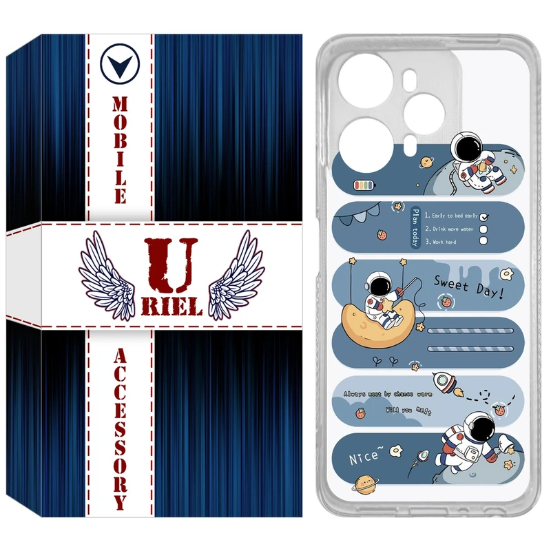 کاور یوریل مدل Clear کد 18 طرح فضانورد مناسب برای گوشی موبایل وکال V1 / V1 Plus