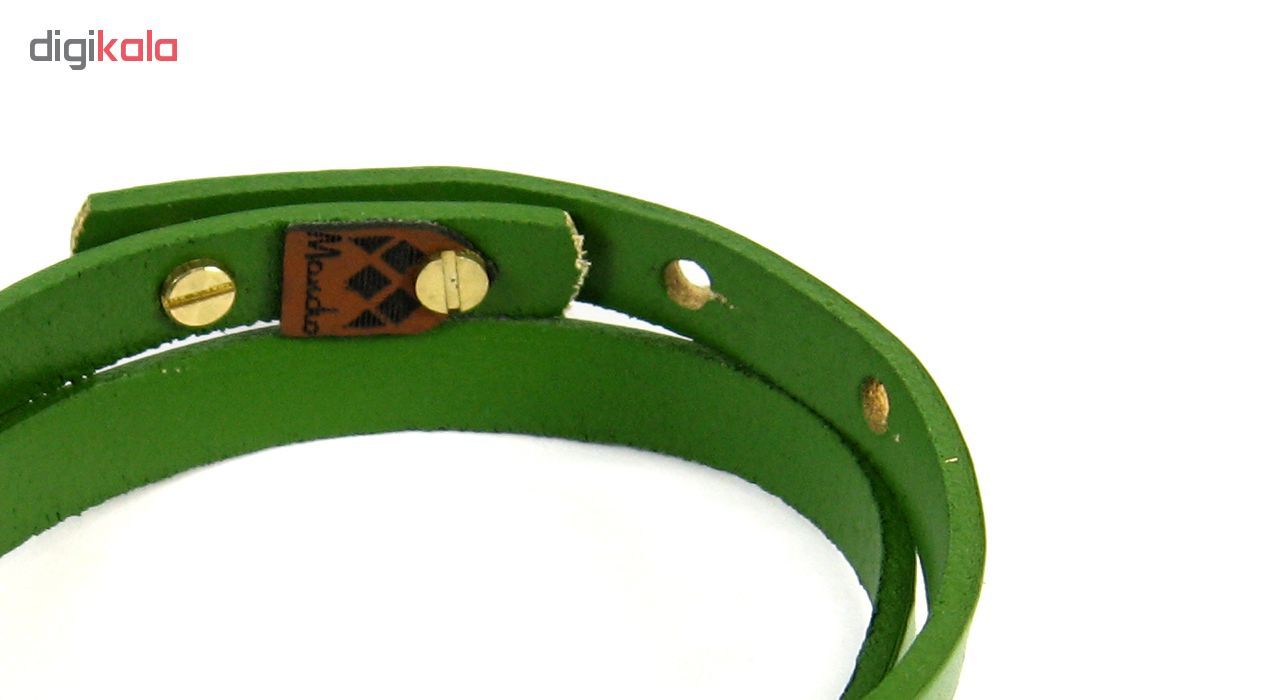 دستبند چرم و طلا 18عیار مانچو طرح انار یلدا مدل bfg078 -  - 4