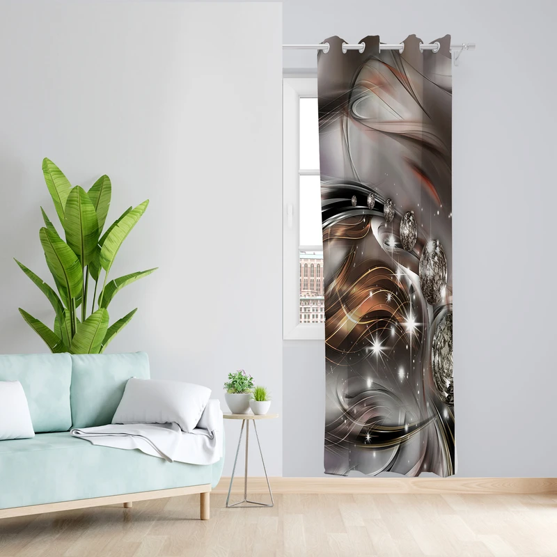 پرده طرح گوی مدل مخمل پانچی کد 2539 z سایز 140x200 سانتی متر