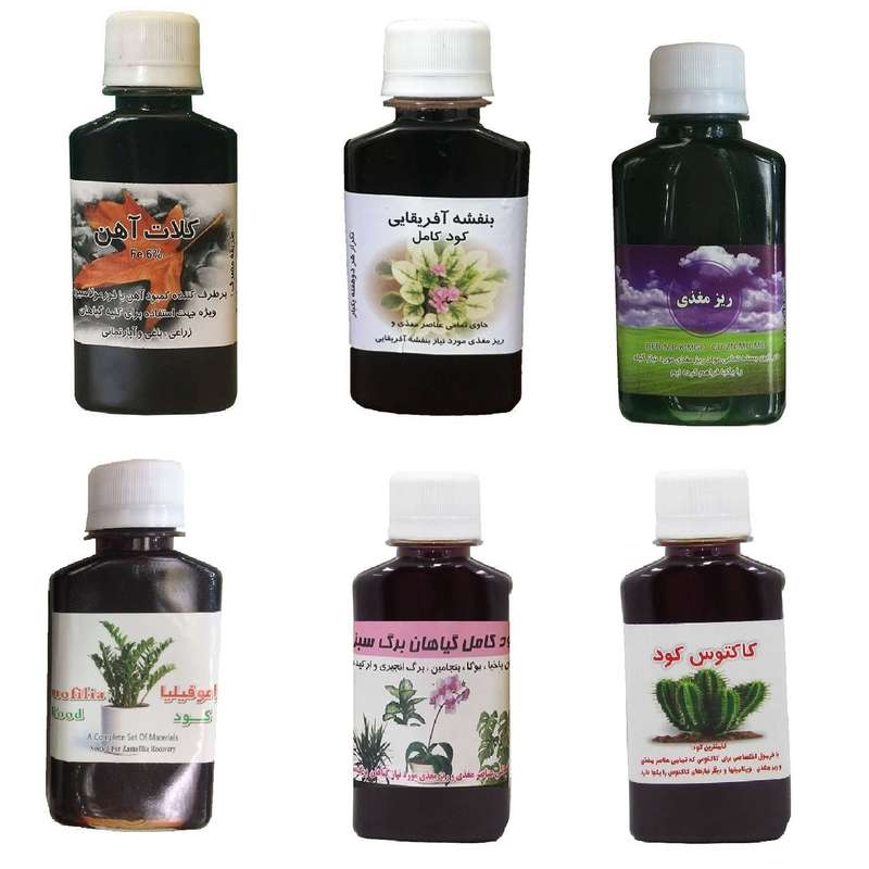 کود مایع کلات آهن و بنفشه آفریقایی و ریز مغذی و زاموفیلیا و گیاهان برگ سبز و کاکتوس مدل life drop حجم 120 میلی لیتر