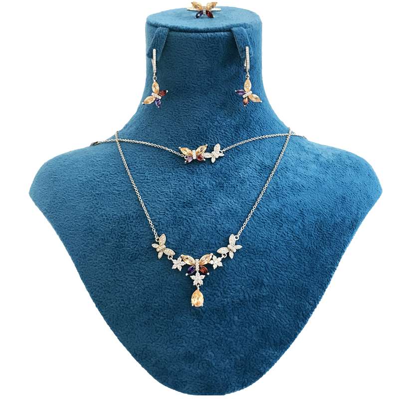 ست نقره زنانه مدل سوپر لوکس گل 443-2