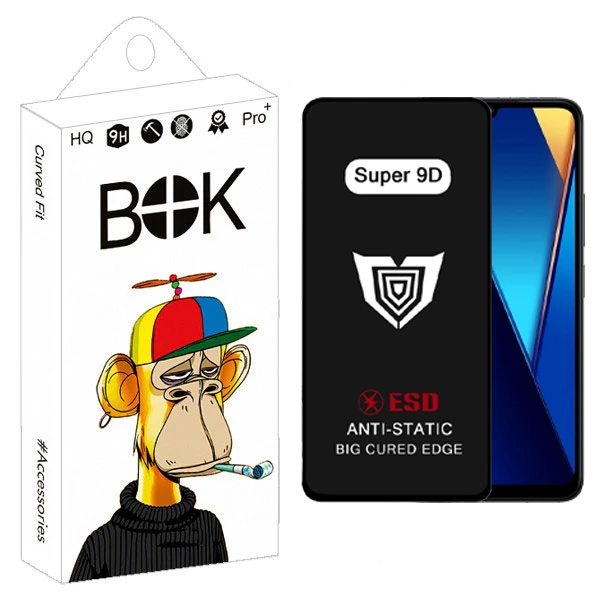 محافظ صفحه نمایش بوک مدل Super 9D Pro مناسب برای گوشی موبایل شیائومی redmi 13C / 13C 5G / 13R / A05 / Poco C65 / M6 5G