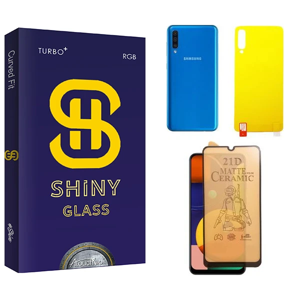 محافظ صفحه نمایش سرامیکی مات آتوچبو مدل Shiny  مناسب برای گوشی موبایل سامسونگ Galaxy A50  به همراه محافظ پشت گوشی