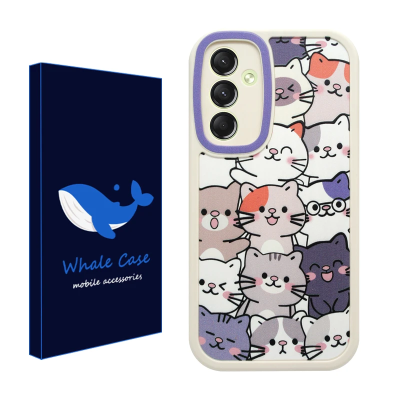 کاور وال کیس مدل گربه های خوشحال مناسب برای گوشی موبایل سامسونگ Galaxy A14