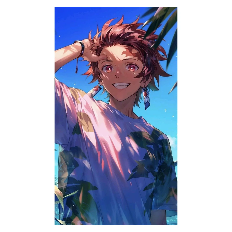 استیکر لپ تاپ و موبایل مدل انیمه طرح شیطان کش کامادو تانجیرو demon slayer kamado tanjiro کد 256