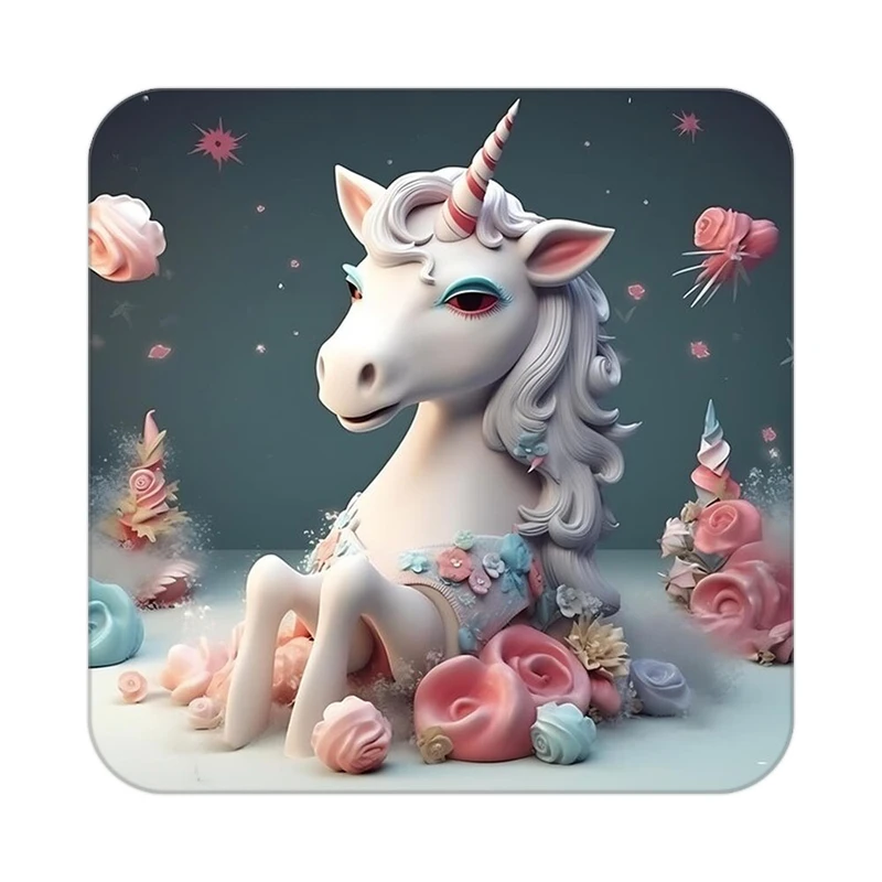 زیر لیوانی کاکتی طرح اسب تک شاخ و یونیکورن مدل mp30644