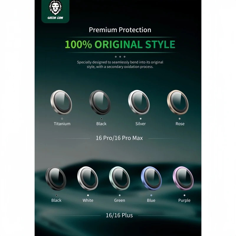 محافظ لنز دوربین گرین لاین مدل Hd Plus Camera Lens مناسب برای گوشی موبایل اپل iPhone 16 Pro Max / 16 Pro