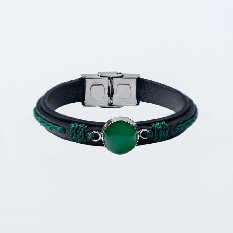 دستبند نقره مدل رویش سنگ عقیق