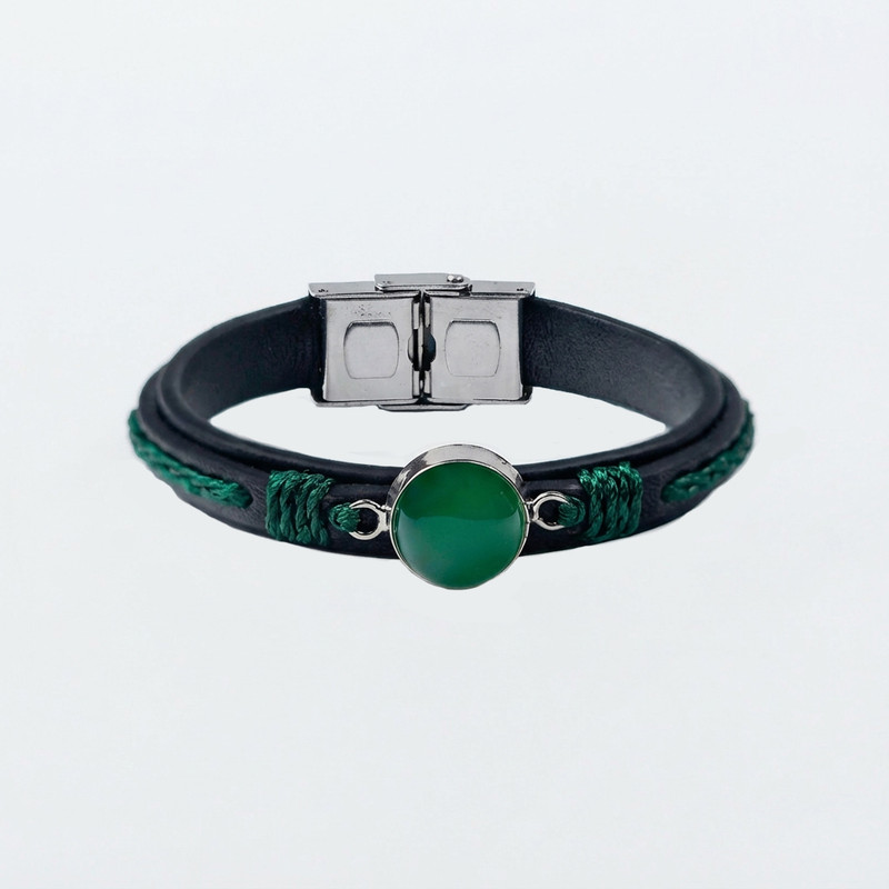 دستبند نقره مدل رویش سنگ عقیق