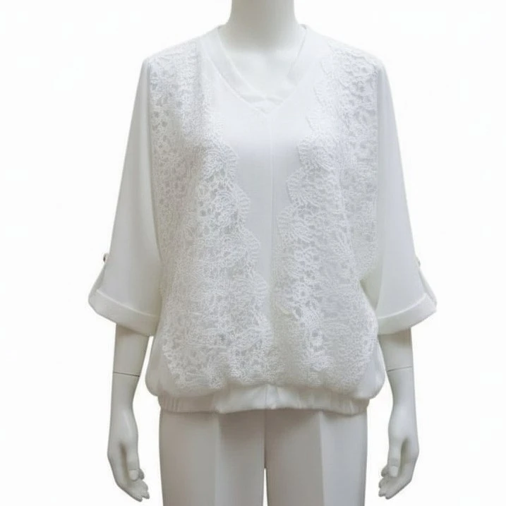 بلوز آستین سه ربع یقه گرد زنانه مدل کد2523