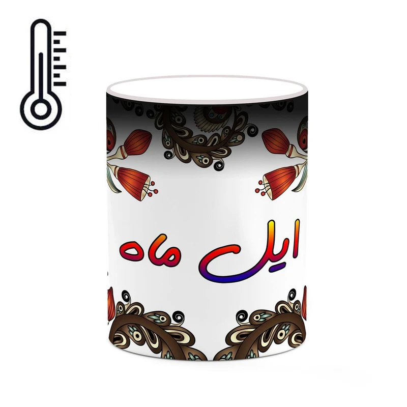 ماگ حرارتی کاکتی مدل اسم ایل_ماه طرح سنتی گل و بته کد mgh44042