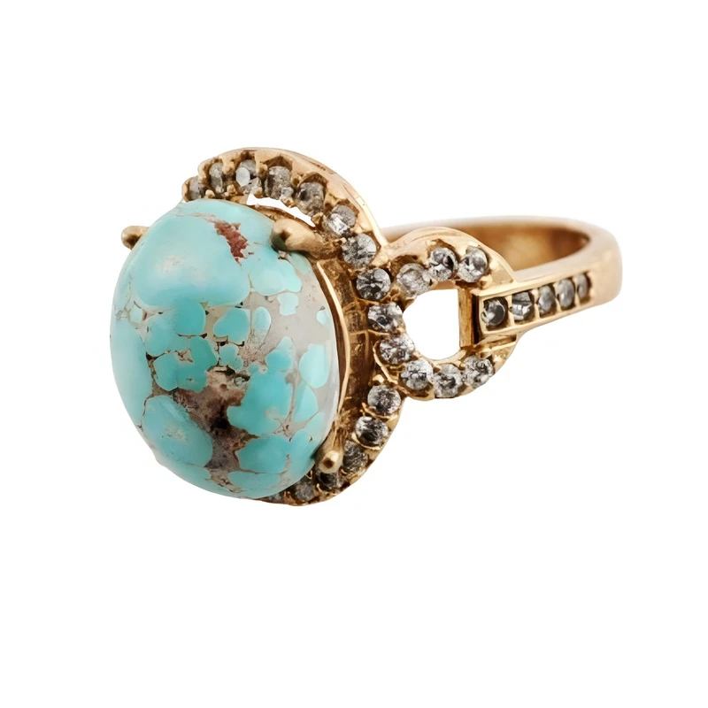 انگشتر زنانه مدل طلا روس فیروزه اصل q039